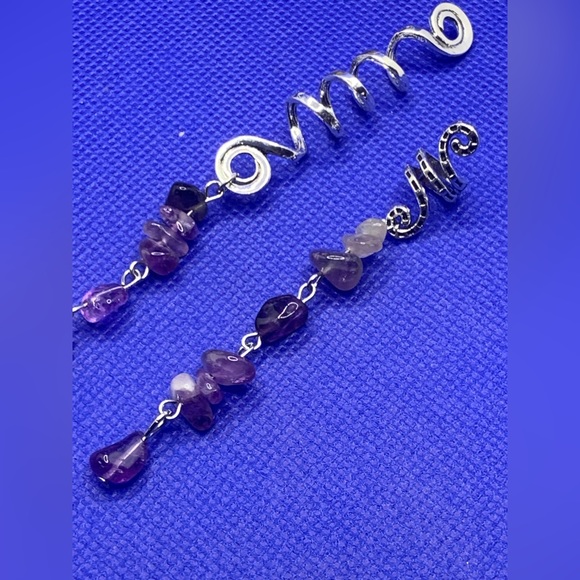 ๐ 2/$15 Amethyst Hair Cuffs for Braids & Dreadlocks! Unique Hair Jewelry Set! - Picture 5 of 8